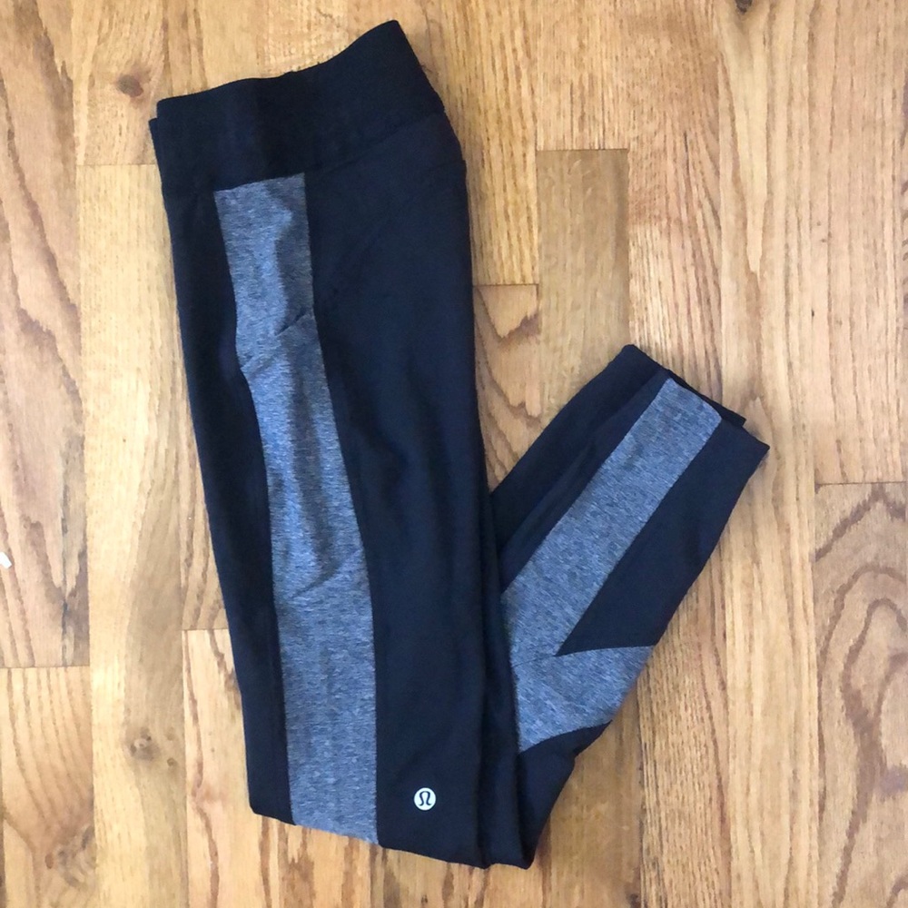 lululemon, 7/8 length pant, high rise, black and grey, size 2